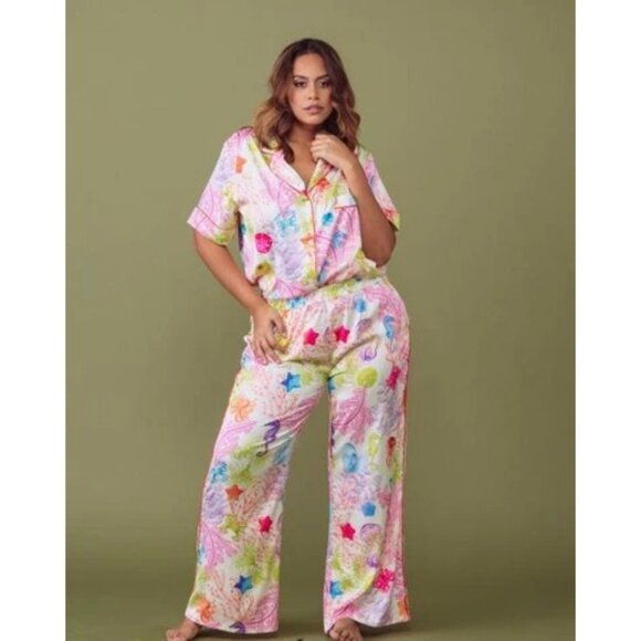 Kilo Brava Womens Pajamas Size Small Multicolor Under The Sea Print Satin - Picture 9 of 9